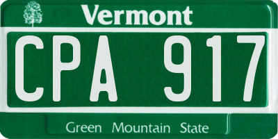 VT license plate CPA917