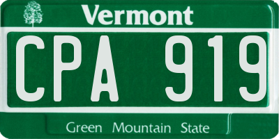 VT license plate CPA919