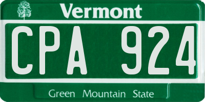 VT license plate CPA924