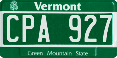 VT license plate CPA927