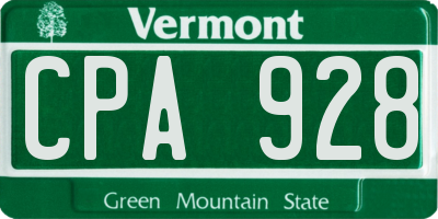 VT license plate CPA928