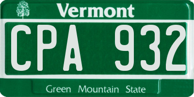 VT license plate CPA932