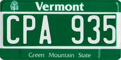 VT license plate CPA935