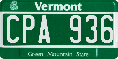 VT license plate CPA936