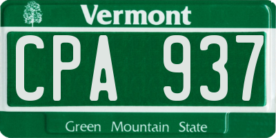 VT license plate CPA937