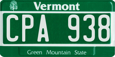 VT license plate CPA938