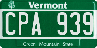 VT license plate CPA939