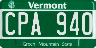 VT license plate CPA940