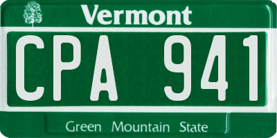 VT license plate CPA941