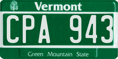 VT license plate CPA943