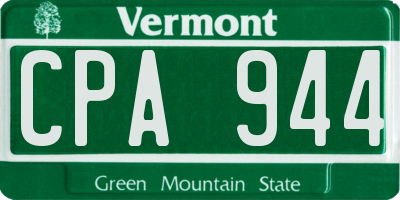 VT license plate CPA944