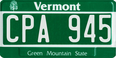 VT license plate CPA945