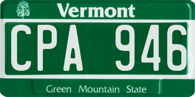 VT license plate CPA946