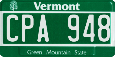 VT license plate CPA948