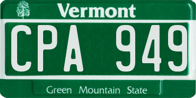 VT license plate CPA949