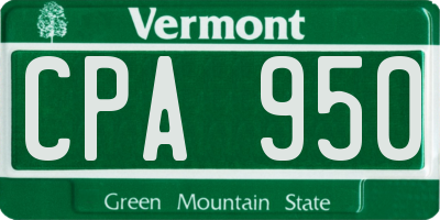 VT license plate CPA950
