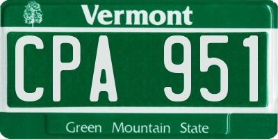 VT license plate CPA951