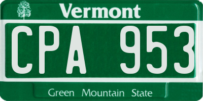 VT license plate CPA953