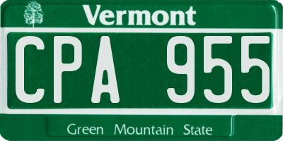 VT license plate CPA955