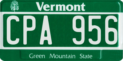 VT license plate CPA956