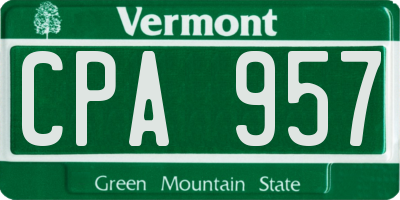 VT license plate CPA957