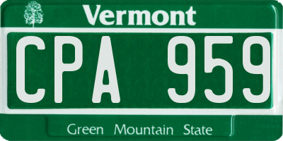 VT license plate CPA959