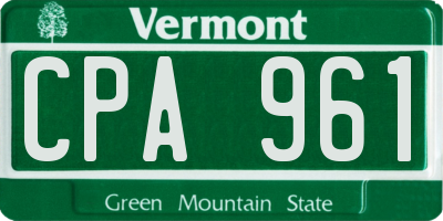 VT license plate CPA961
