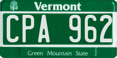 VT license plate CPA962