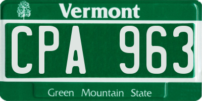 VT license plate CPA963