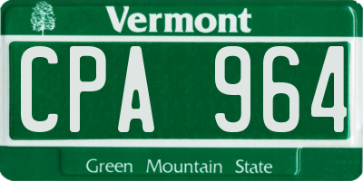VT license plate CPA964