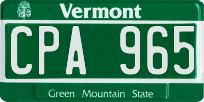 VT license plate CPA965