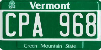 VT license plate CPA968