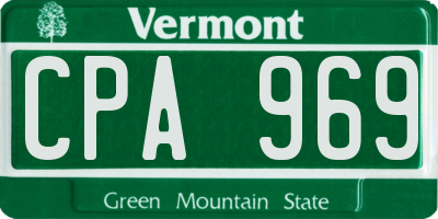 VT license plate CPA969