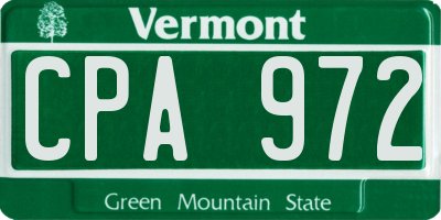 VT license plate CPA972