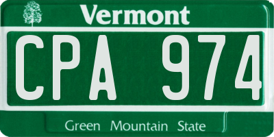 VT license plate CPA974
