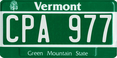 VT license plate CPA977