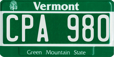 VT license plate CPA980