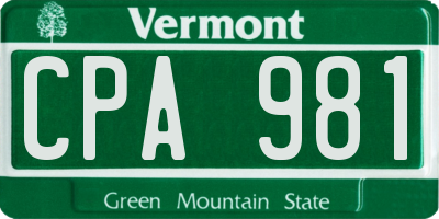 VT license plate CPA981