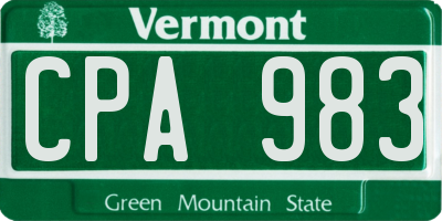 VT license plate CPA983