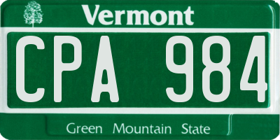 VT license plate CPA984