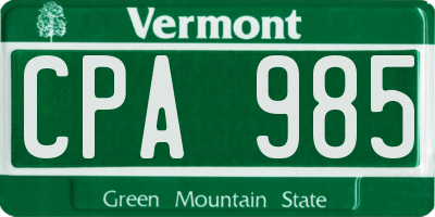 VT license plate CPA985