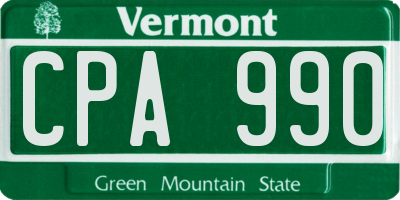 VT license plate CPA990
