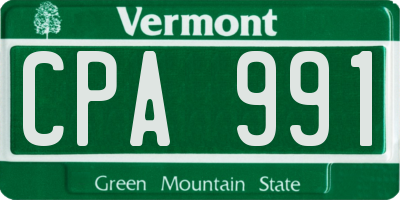 VT license plate CPA991