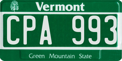 VT license plate CPA993