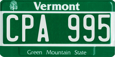 VT license plate CPA995