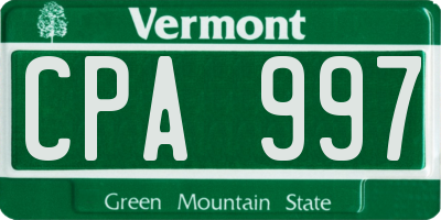 VT license plate CPA997