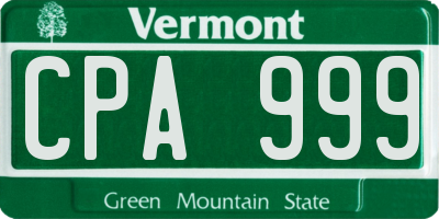 VT license plate CPA999