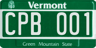 VT license plate CPB001