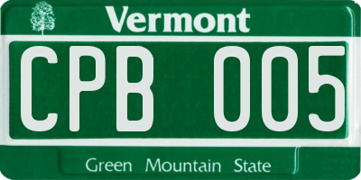 VT license plate CPB005