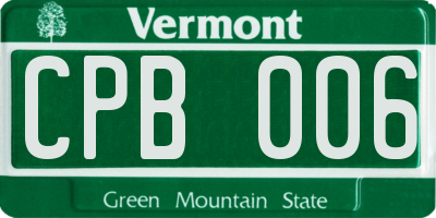 VT license plate CPB006